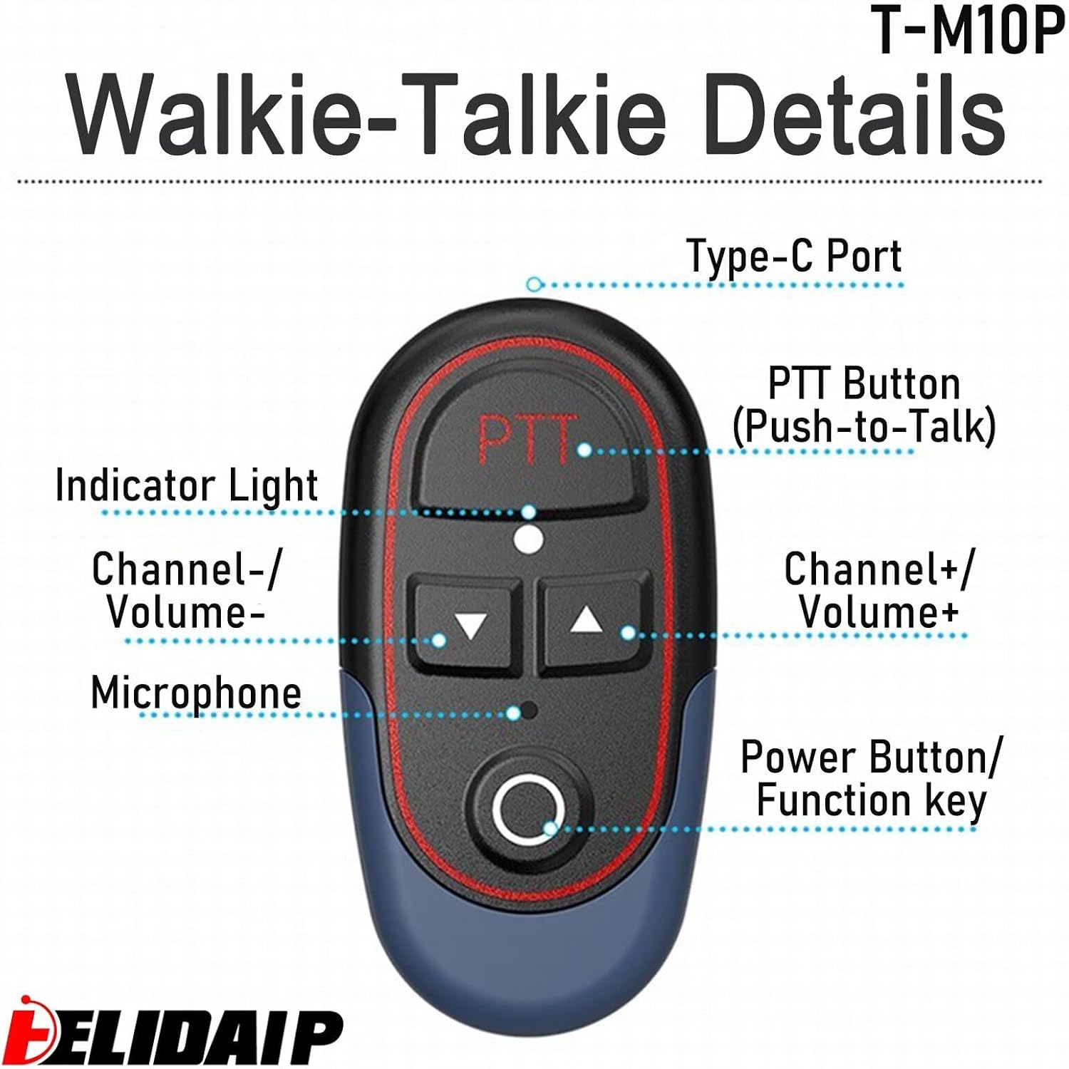 T-M10P Super Mini Walkie Talkies with Headset AI Voice Control, Hands-Free, Charging, 16 Channels, 40g,One-Touch Pairing for Restaurant, Hotel, Security, Warehouse,Events,Outdoor(2 Pack)