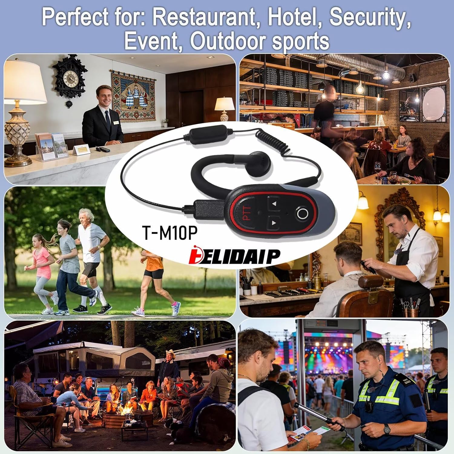 T-M10P Super Mini Walkie Talkies with Headset AI Voice Control, Hands-Free, Charging, 16 Channels, 40g,One-Touch Pairing for Restaurant, Hotel, Security, Warehouse,Events,Outdoor(2 Pack)