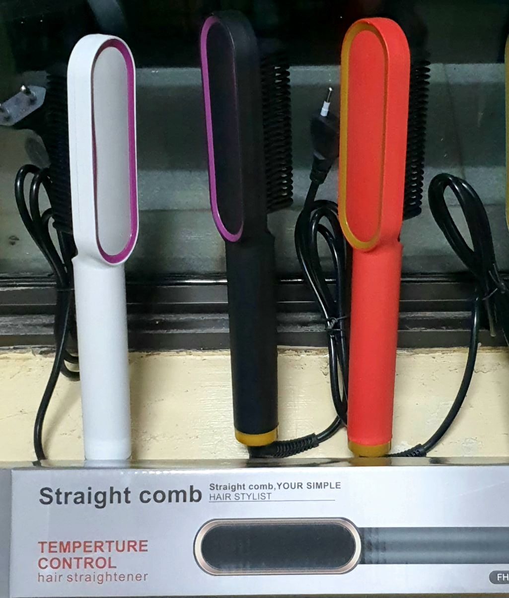 NEW ARRIVAL 2 In 1 Electric Splint Hair Straightener 2025 Hot Comb Brush Hair Styling Straight Curling Dual-Use Bangs Curling Rod