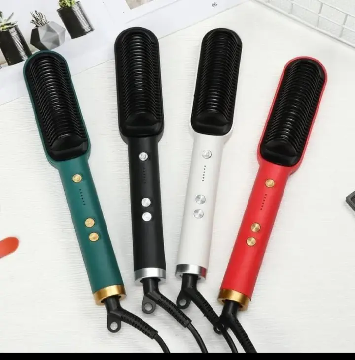 NEW ARRIVAL 2 In 1 Electric Splint Hair Straightener 2025 Hot Comb Brush Hair Styling Straight Curling Dual-Use Bangs Curling Rod
