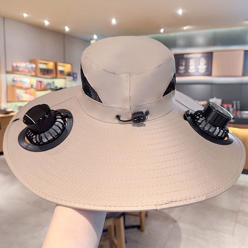 Solar Fan Hat with Large Brim for Sun Protection - Ideal for Outdoor Work, Travel, Hiking & Fishing - USB Rechargeable, Unisex Design