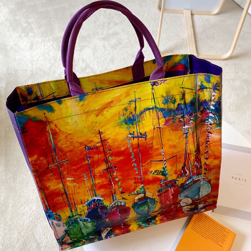 Oil - Painting Waterproof Bag: Large - Capacity Tote for Travel, Shopping, Swimming & Fitness