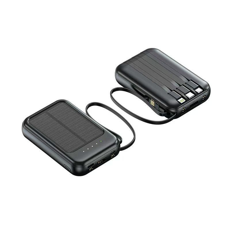Solar Power Bank 20000mAh | Built - in 4 Cables | Solar - Charging | Multi - Device Charging