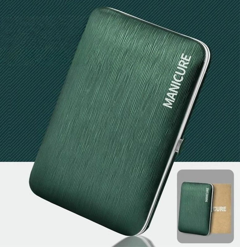 Exquisite & Durable Manicure Set for Home Use, Complete Grooming Kit with Portable Green Case - Ideal for Nail, Ear, Brow & Skin Care