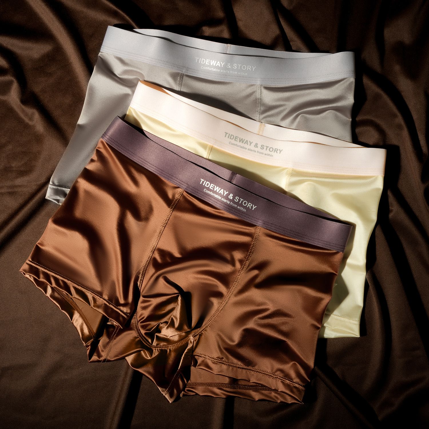 New Men's Satin Luxury Underwear, Summer Breathable Men's Boxer Briefs, loose ，Soft & Smooth and comforable