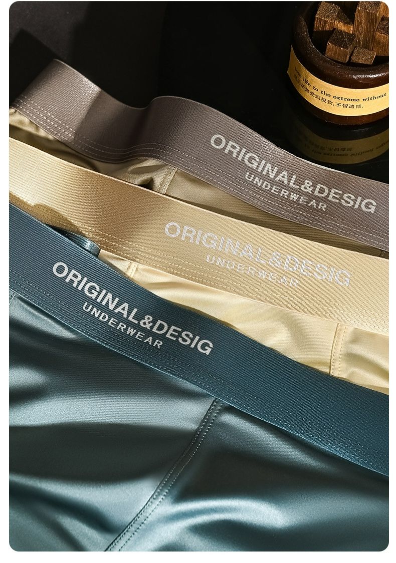 New Men's Satin Luxury Underwear, Summer Breathable Men's Boxer Briefs, loose ，Soft & Smooth and comforable