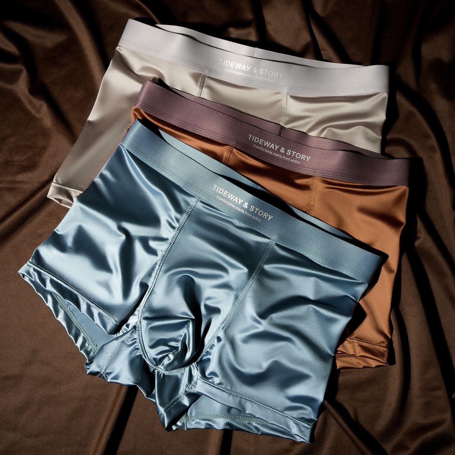 New Men's Satin Luxury Underwear, Summer Breathable Men's Boxer Briefs, loose ，Soft & Smooth and comforable