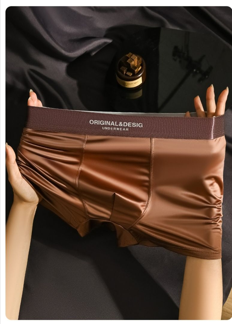 New Men's Satin Luxury Underwear, Summer Breathable Men's Boxer Briefs, loose ，Soft & Smooth and comforable