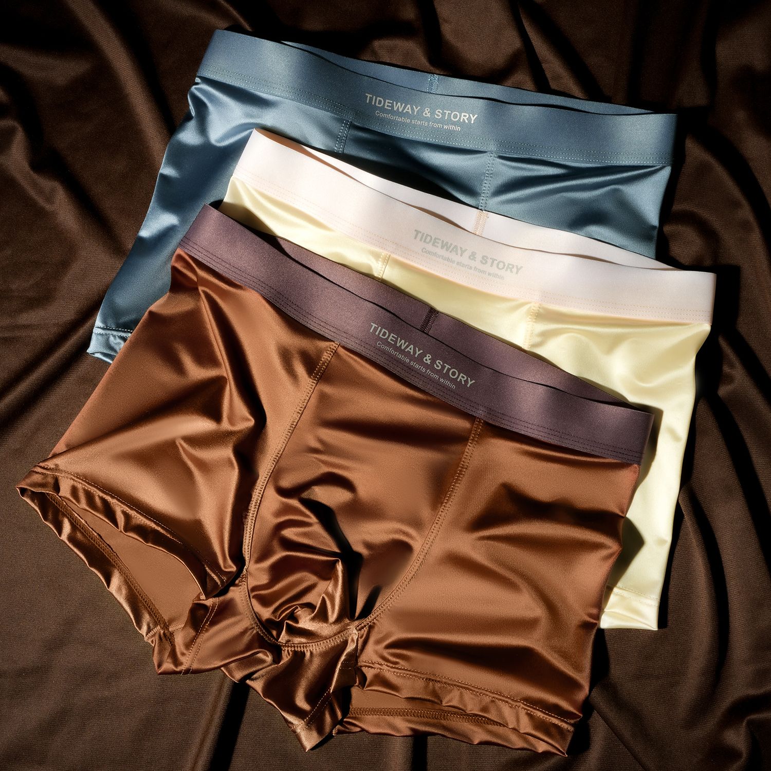 New Men's Satin Luxury Underwear, Summer Breathable Men's Boxer Briefs, loose ，Soft & Smooth and comforable