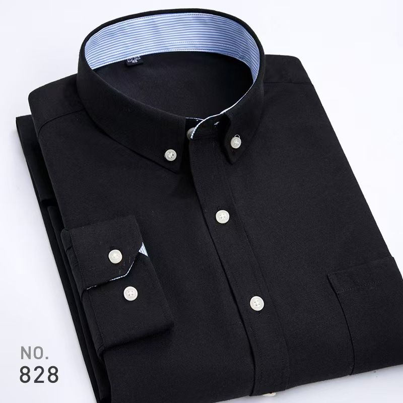 New Men's Oxford Long-Sleeve Casual Shirts - Solid/Stripe/Plaid Styles, Selected Soft & Durable Oxford Fabric, Classic Button-Down Collar, Suitable for Casual & Semi-Formal Occasions