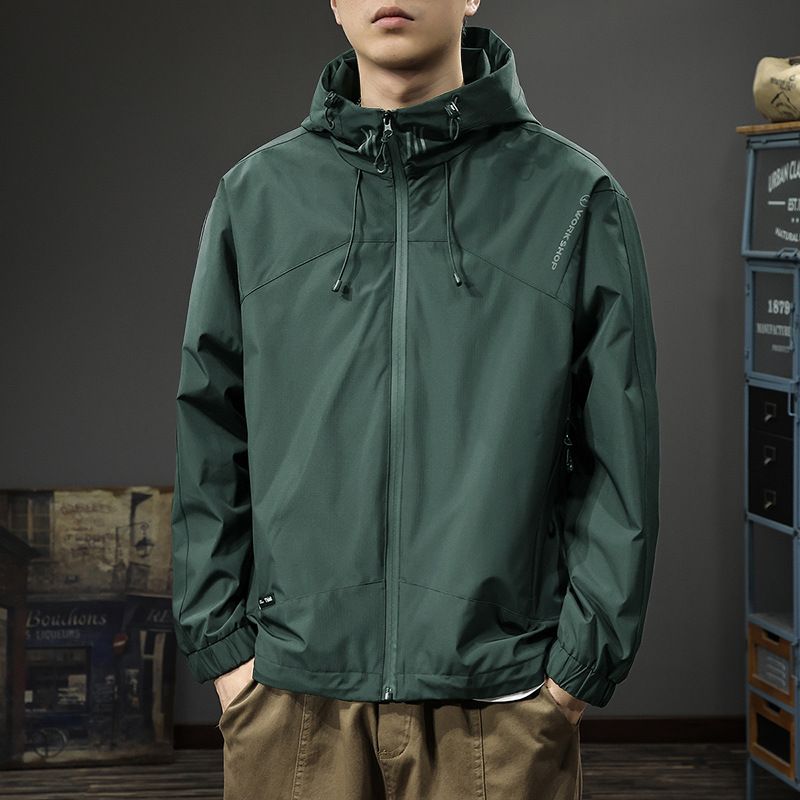 New Trendy Brand Men's Hooded Jacket, Outdoor Hiking & Sports Jacket, Rainproof Waterproof Windproof Wrinkle-Free Coat