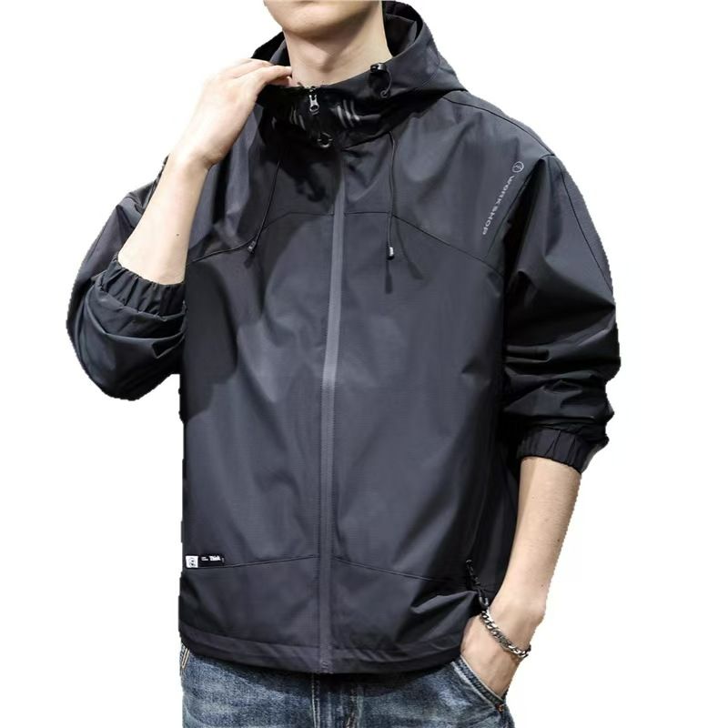 New Trendy Brand Men's Hooded Jacket, Outdoor Hiking & Sports Jacket, Rainproof Waterproof Windproof Wrinkle-Free Coat