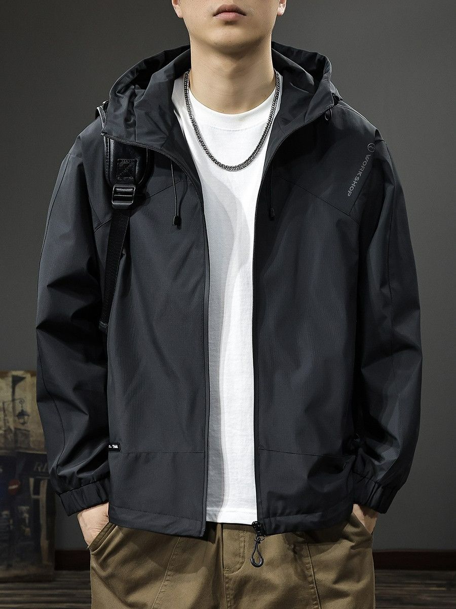 New Trendy Brand Men's Hooded Jacket, Outdoor Hiking & Sports Jacket, Rainproof Waterproof Windproof Wrinkle-Free Coat