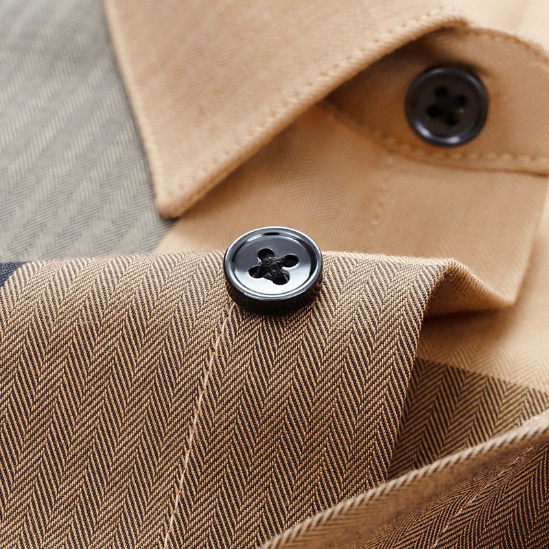 Men's High-End Long-Sleeve Plaid Shirt, Fashionable Casual Wrinkle-Resistant Dress Shirt, Premium Fabric with Classic Check Patterns for Daily & Business Wear