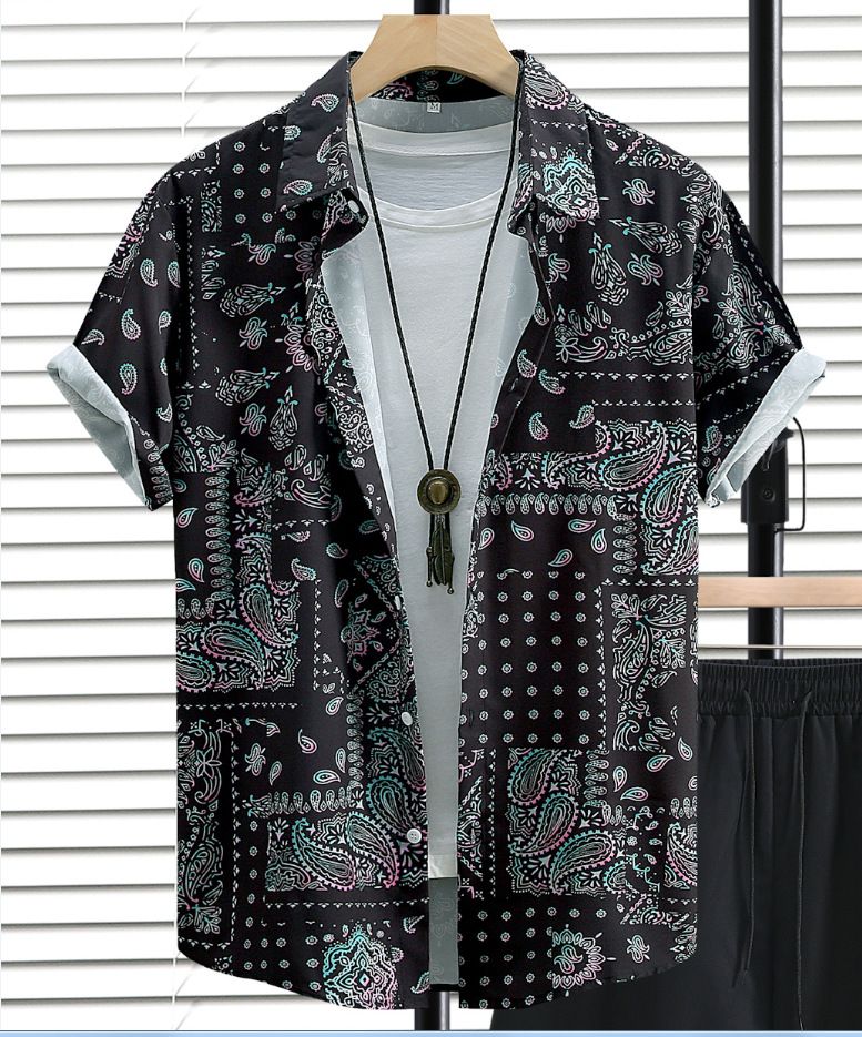 2025 Men's Short Sleeve Shirts, Fashion Printed Casual Shirts for Men, Breathable & Cool Beach Shirts with Multiple Unique Patterns, Euro-American Style Loose-Fit Shirts