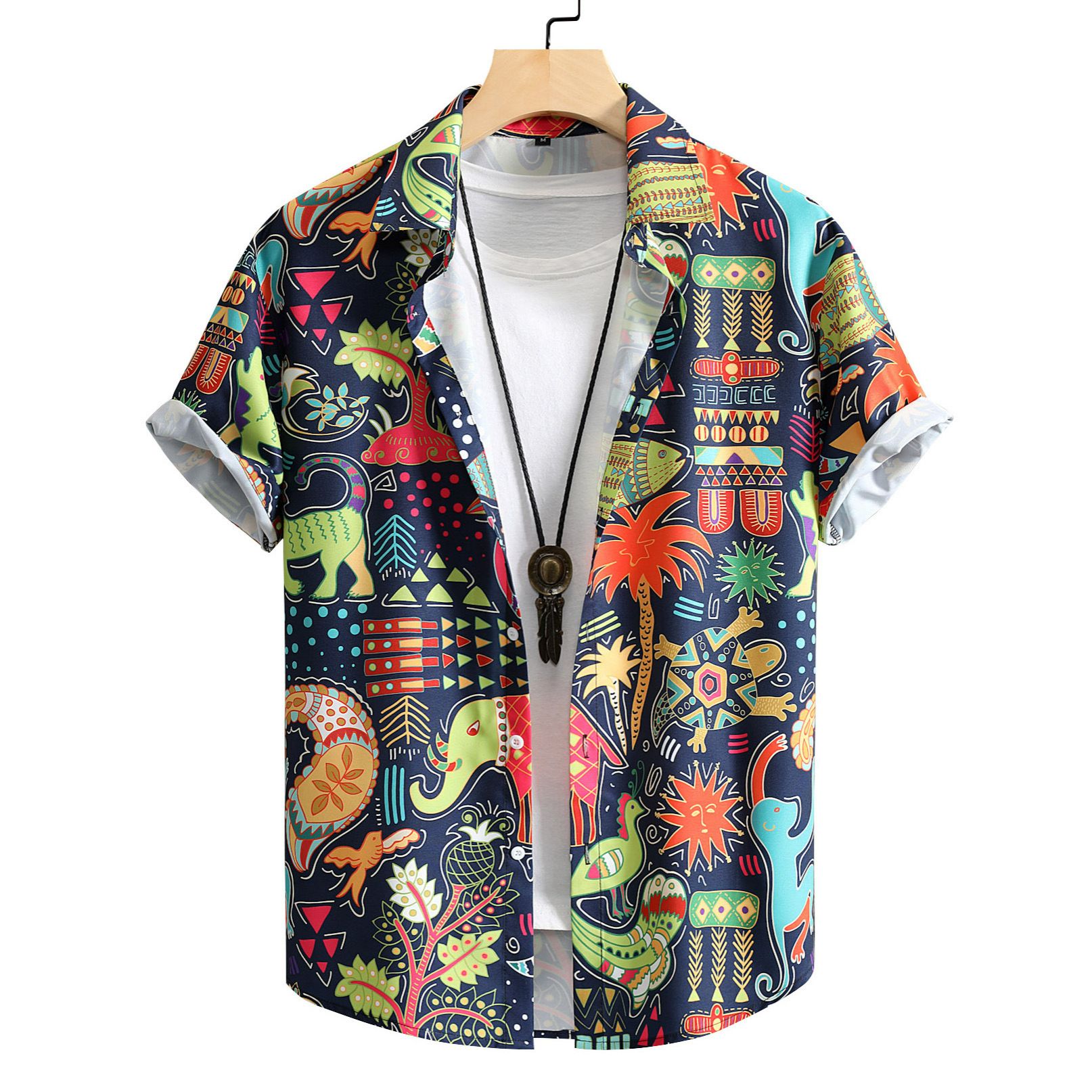 2025 Men's Short Sleeve Shirts, Fashion Printed Casual Shirts for Men, Breathable & Cool Beach Shirts with Multiple Unique Patterns, Euro-American Style Loose-Fit Shirts