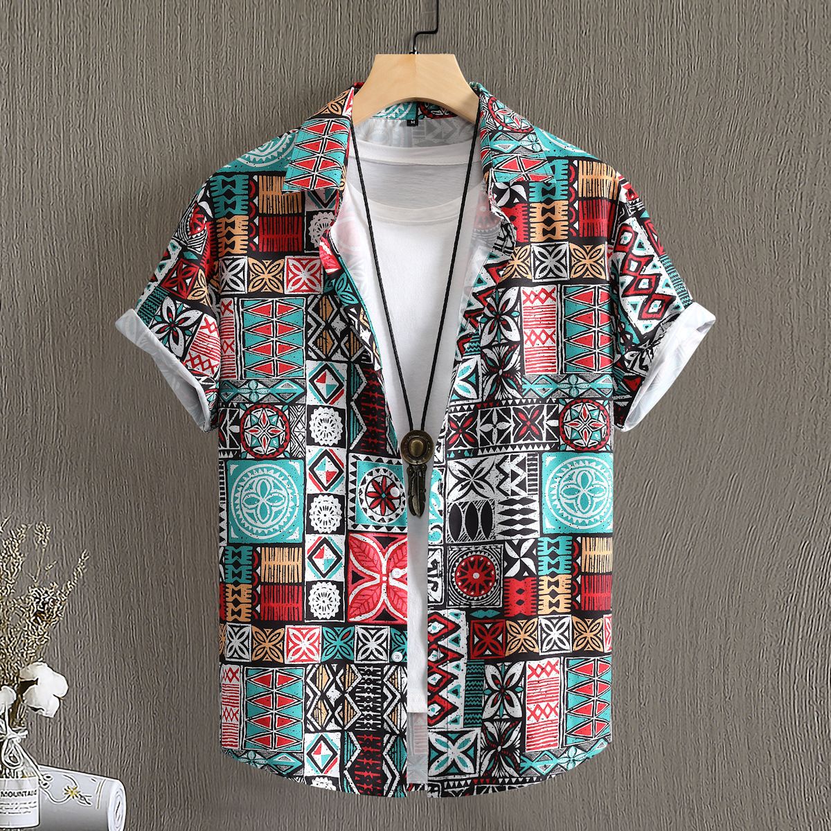 2025 Men's Short Sleeve Shirts, Fashion Printed Casual Shirts for Men, Breathable & Cool Beach Shirts with Multiple Unique Patterns, Euro-American Style Loose-Fit Shirts