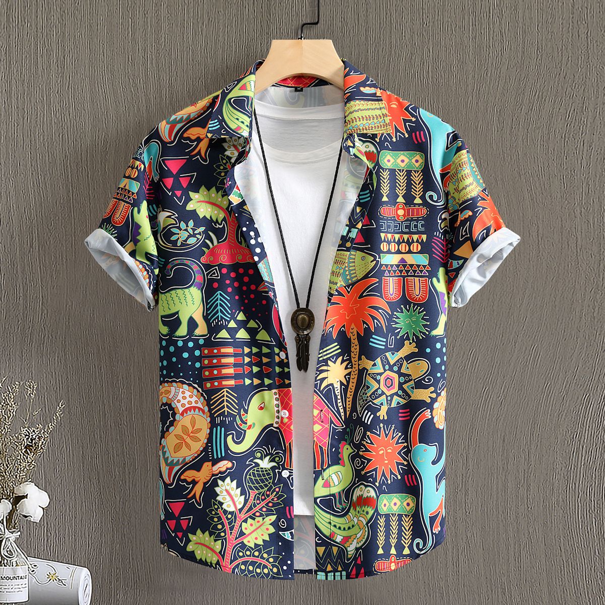2025 Men's Short Sleeve Shirts, Fashion Printed Casual Shirts for Men, Breathable & Cool Beach Shirts with Multiple Unique Patterns, Euro-American Style Loose-Fit Shirts