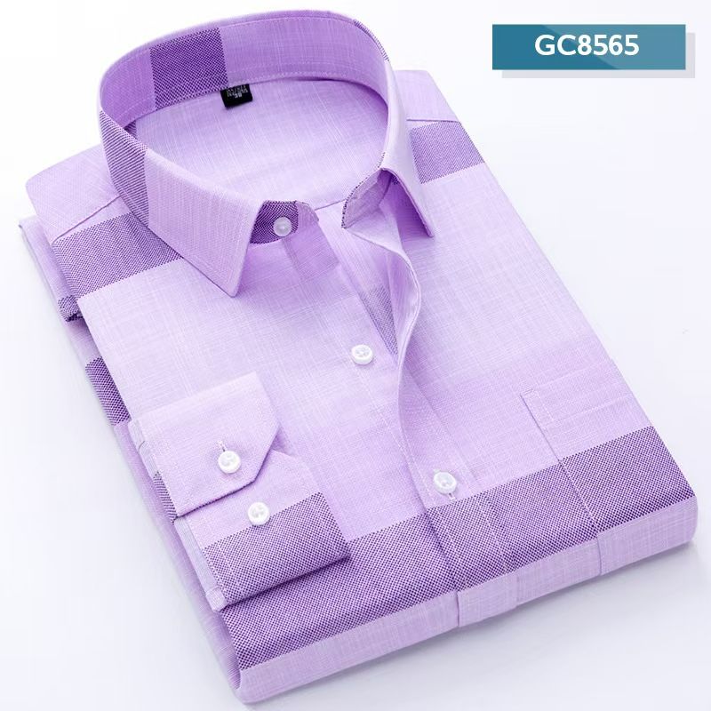 New Men's Cotton Linen Long Sleeve Plaid Shirt, Business Casual Style, Soft Breathable Moisture-Wicking Fabric, Comfortable Regular Fit for Daily Work & Casual Wear