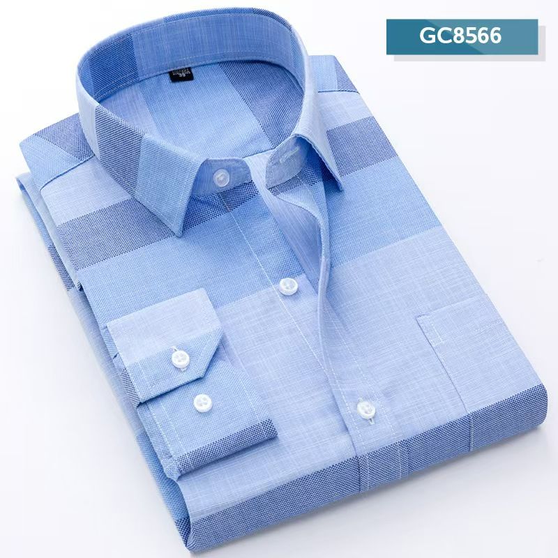 New Men's Cotton Linen Long Sleeve Plaid Shirt, Business Casual Style, Soft Breathable Moisture-Wicking Fabric, Comfortable Regular Fit for Daily Work & Casual Wear