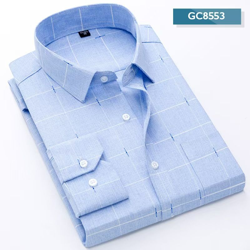 New Men's Cotton Linen Long Sleeve Plaid Shirt, Business Casual Style, Soft Breathable Moisture-Wicking Fabric, Comfortable Regular Fit for Daily Work & Casual Wear