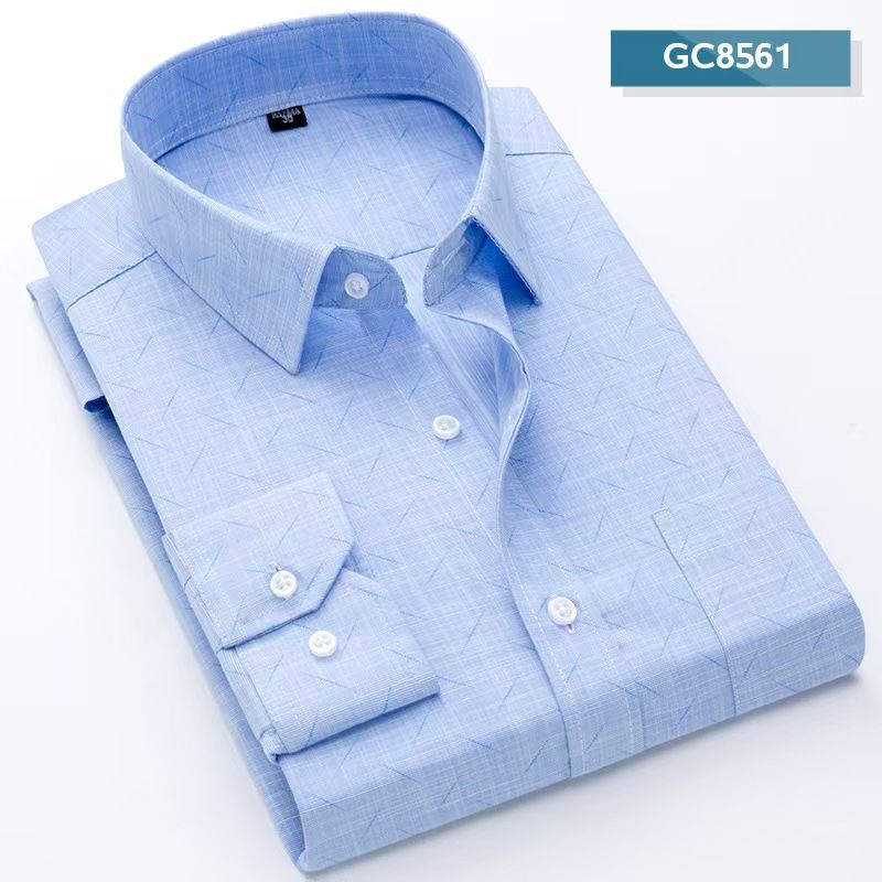 New Men's Cotton Linen Long Sleeve Plaid Shirt, Business Casual Style, Soft Breathable Moisture-Wicking Fabric, Comfortable Regular Fit for Daily Work & Casual Wear