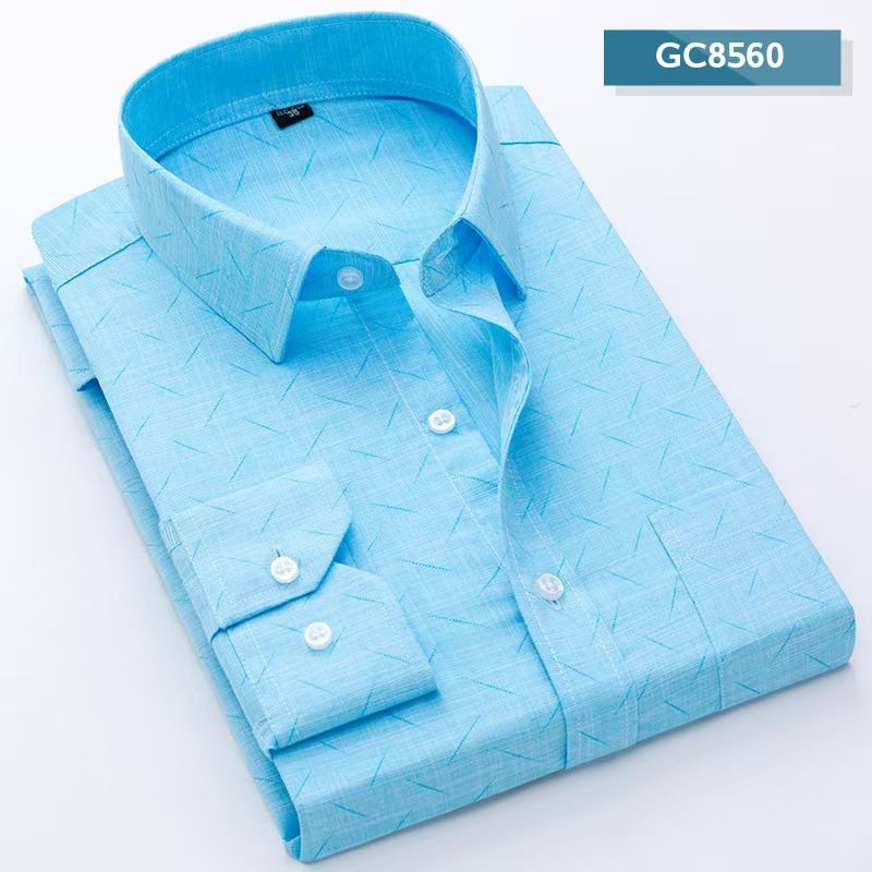 New Men's Cotton Linen Long Sleeve Plaid Shirt, Business Casual Style, Soft Breathable Moisture-Wicking Fabric, Comfortable Regular Fit for Daily Work & Casual Wear