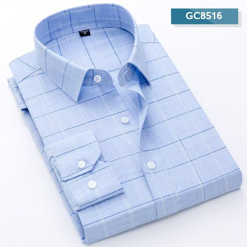 New Men's Cotton Linen Long Sleeve Plaid Shirt, Business Casual Style, Soft Breathable Moisture-Wicking Fabric, Comfortable Regular Fit for Daily Work & Casual Wear