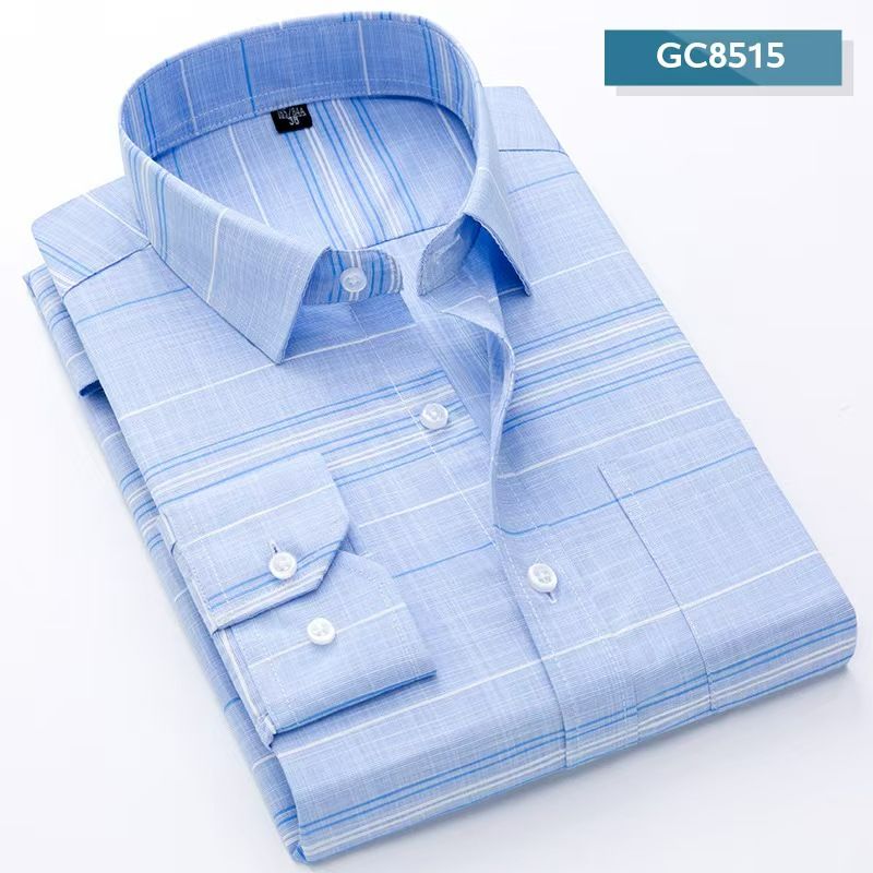 New Men's Cotton Linen Long Sleeve Plaid Shirt, Business Casual Style, Soft Breathable Moisture-Wicking Fabric, Comfortable Regular Fit for Daily Work & Casual Wear