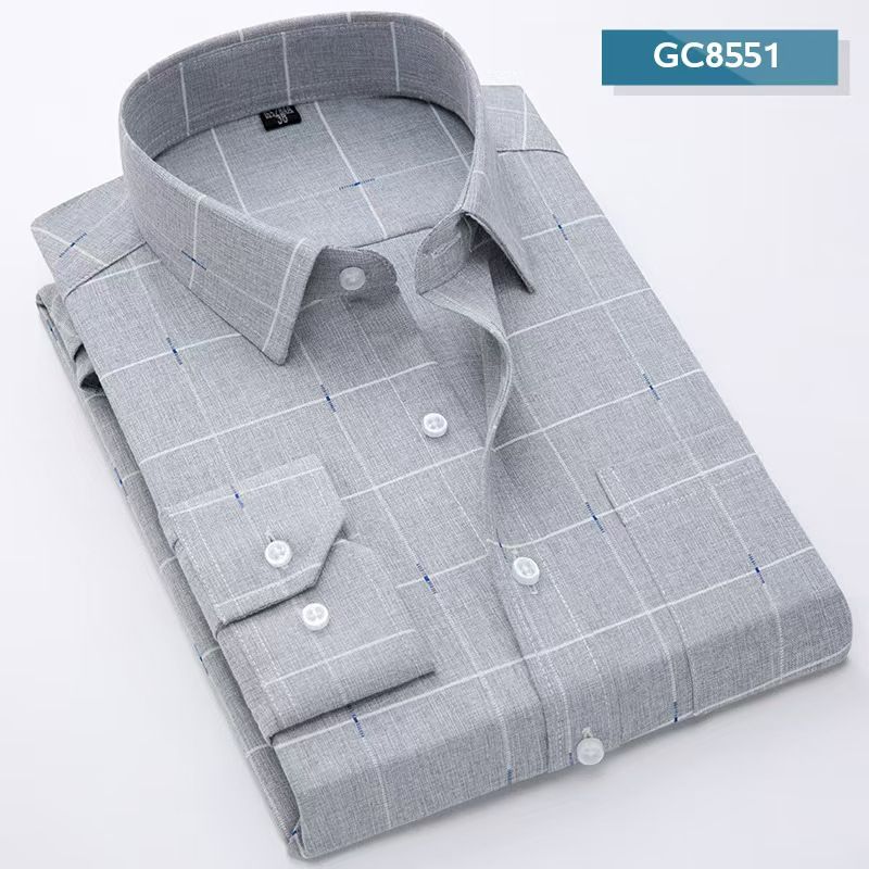 New Men's Cotton Linen Long Sleeve Plaid Shirt, Business Casual Style, Soft Breathable Moisture-Wicking Fabric, Comfortable Regular Fit for Daily Work & Casual Wear