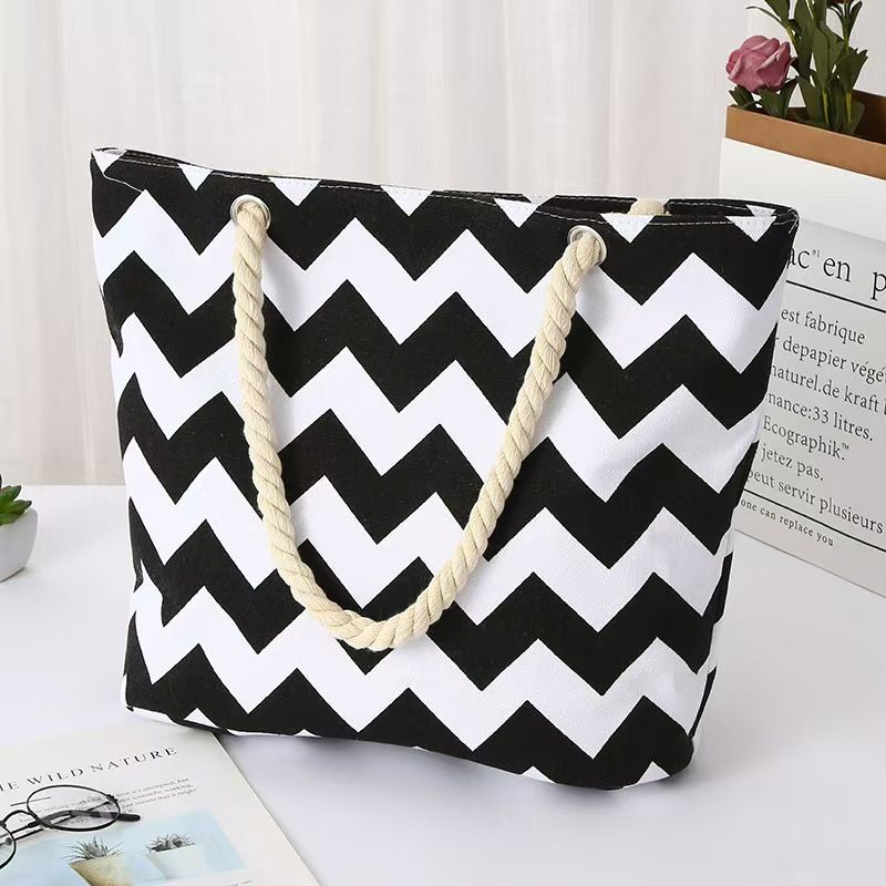 Large-Capacity Canvas Tote Bag for Women – Stylish Leaf-Print Single Shoulder Bag, Spacious for Work/ Shopping/ Commute, Embroidered Casual Handbag, Durable Lightweight Daily Bag with Rope Handles