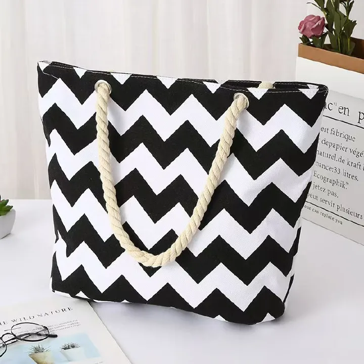 Large-Capacity Canvas Tote Bag for Women – Stylish Leaf-Print Single Shoulder Bag, Spacious for Work/ Shopping/ Commute, Embroidered Casual Handbag, Durable Lightweight Daily Bag with Rope Handles