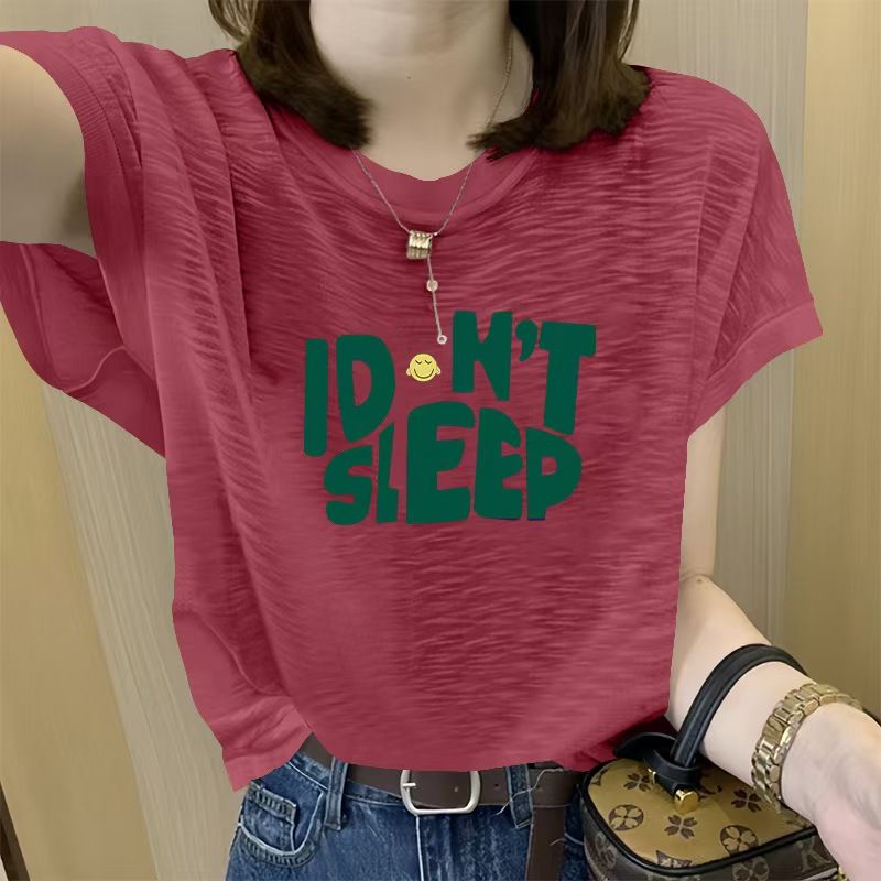 2025 Summer New Women's Bamboo Jersey Cotton T-Shirt, Breathable Lightweight Comfortable Sweat-Absorbent Pure Cotton Sleeveless Top, Versatile Age-Reducing Casual Basic Tee