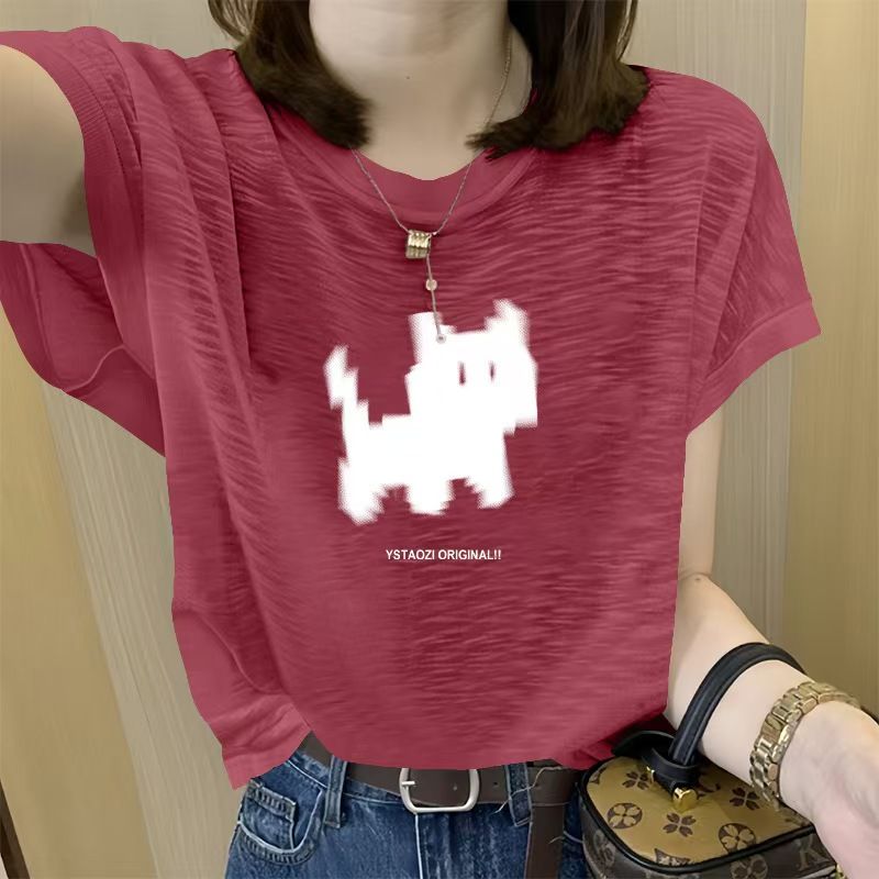 2025 Summer New Women's Bamboo Jersey Cotton T-Shirt, Breathable Lightweight Comfortable Sweat-Absorbent Pure Cotton Sleeveless Top, Versatile Age-Reducing Casual Basic Tee