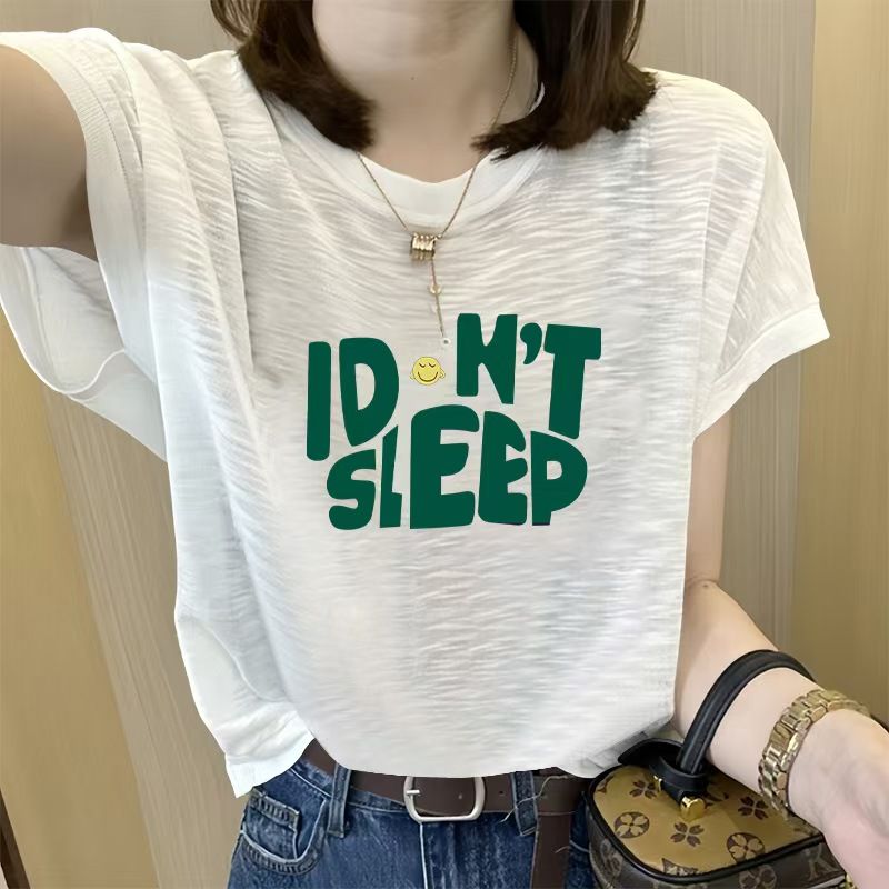 2025 Summer New Women's Bamboo Jersey Cotton T-Shirt, Breathable Lightweight Comfortable Sweat-Absorbent Pure Cotton Sleeveless Top, Versatile Age-Reducing Casual Basic Tee