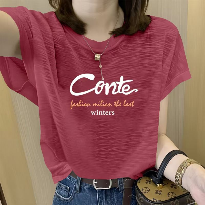 2025 Summer New Women's Bamboo Jersey Cotton T-Shirt, Breathable Lightweight Comfortable Sweat-Absorbent Pure Cotton Sleeveless Top, Versatile Age-Reducing Casual Basic Tee