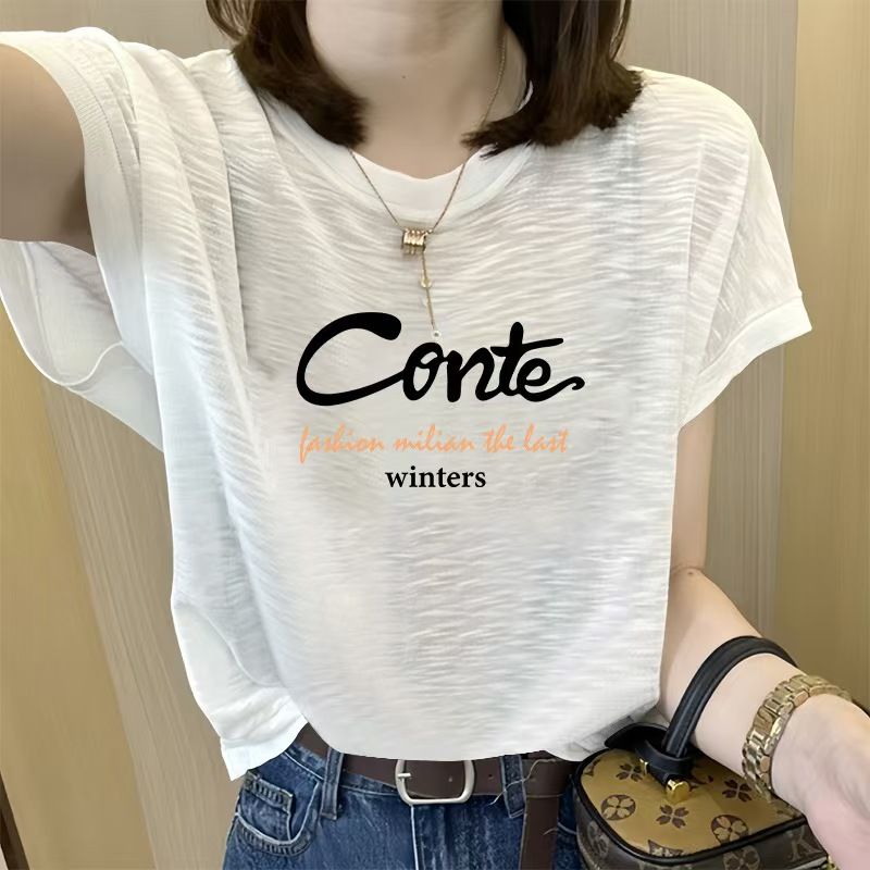 2025 Summer New Women's Bamboo Jersey Cotton T-Shirt, Breathable Lightweight Comfortable Sweat-Absorbent Pure Cotton Sleeveless Top, Versatile Age-Reducing Casual Basic Tee