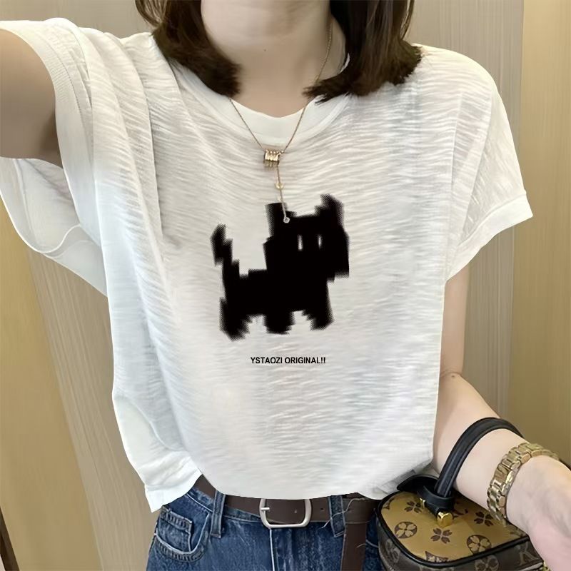 2025 Summer New Women's Bamboo Jersey Cotton T-Shirt, Breathable Lightweight Comfortable Sweat-Absorbent Pure Cotton Sleeveless Top, Versatile Age-Reducing Casual Basic Tee