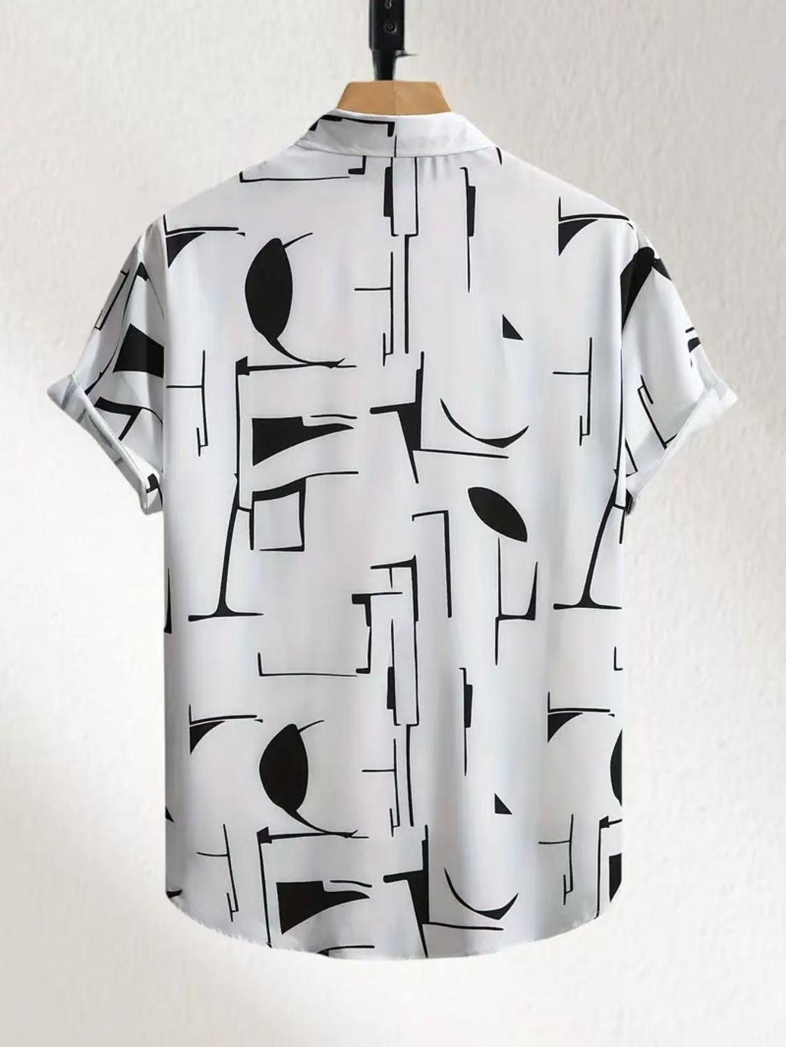 Men's Summer Fashion Short Sleeve Printed Shirts Korean Slim Fit Casual Versatile High-Grade Color Block Trendy Tops for Daily Beach Vacation