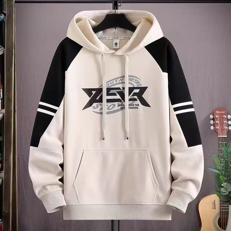 Teen Boys'  Hoodies Trendy Patchwork Fleece-lined Hooded Sweatshirts for Junior High & High School Students, Stylish Color Block Long Sleeve Pullover with Pocket, Cool Casual Streetwear for Teenagers