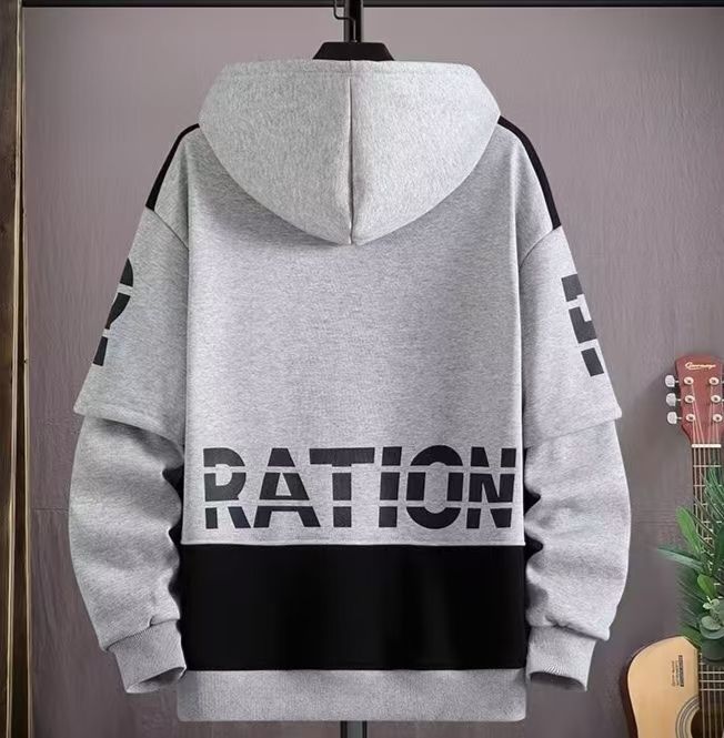 Teen Boys'  Hoodies Trendy Patchwork Fleece-lined Hooded Sweatshirts for Junior High & High School Students, Stylish Color Block Long Sleeve Pullover with Pocket, Cool Casual Streetwear for Teenagers