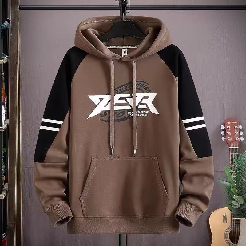 Teen Boys'  Hoodies Trendy Patchwork Fleece-lined Hooded Sweatshirts for Junior High & High School Students, Stylish Color Block Long Sleeve Pullover with Pocket, Cool Casual Streetwear for Teenagers