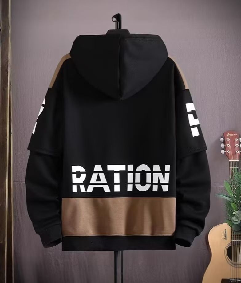 Teen Boys'  Hoodies Trendy Patchwork Fleece-lined Hooded Sweatshirts for Junior High & High School Students, Stylish Color Block Long Sleeve Pullover with Pocket, Cool Casual Streetwear for Teenagers