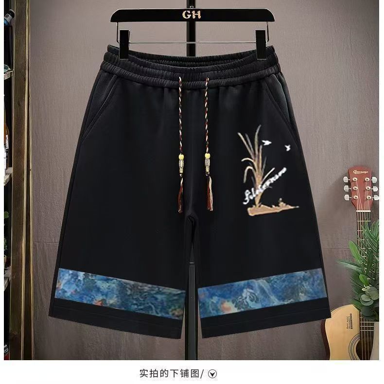 Chinese Style Men's Summer 2-Piece Set, Loose Casual Short Sleeve T-Shirt & Shorts, Retro Printed Tang Suit Inspired Outfit, Fashionable Cool Streetwear for Teenagers and Adults, Breathable Oversized