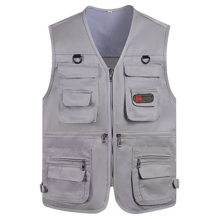 Men's V-Neck Multi-Pocket Vest, Casual Sleeveless Gilet for Dad, Outdoor Photography & Fishing Waistcoat, Breathable Mesh & All-Season Versions, Durable Utility Vest with Multiple Pockets