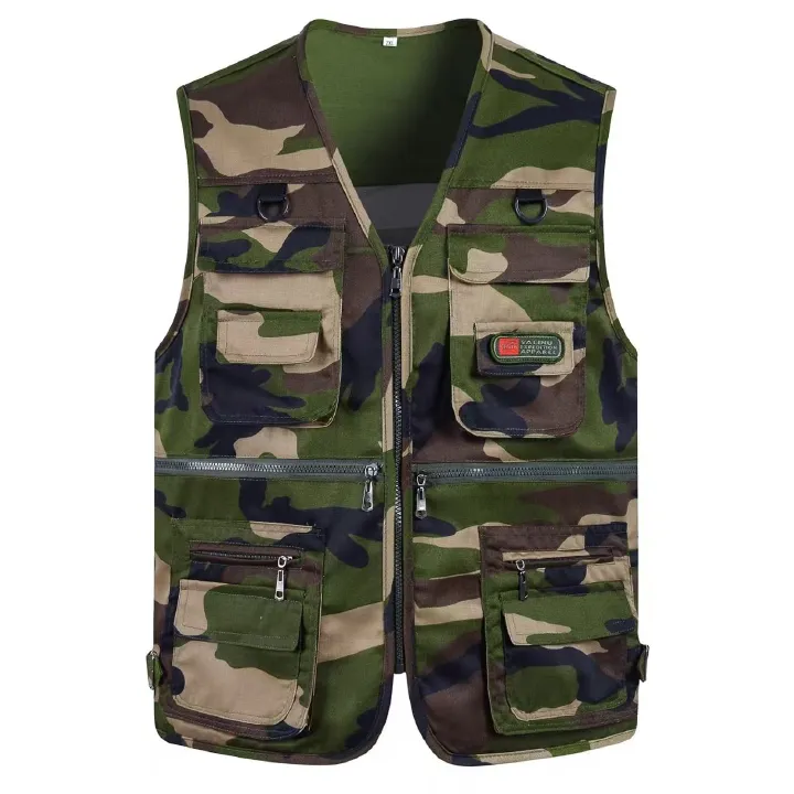Men's V-Neck Multi-Pocket Vest, Casual Sleeveless Gilet for Dad, Outdoor Photography & Fishing Waistcoat, Breathable Mesh & All-Season Versions, Durable Utility Vest with Multiple Pockets
