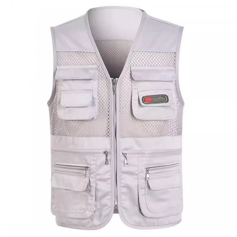 Men's V-Neck Multi-Pocket Vest, Casual Sleeveless Gilet for Dad, Outdoor Photography & Fishing Waistcoat, Breathable Mesh & All-Season Versions, Durable Utility Vest with Multiple Pockets