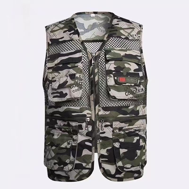 Men's V-Neck Multi-Pocket Vest, Casual Sleeveless Gilet for Dad, Outdoor Photography & Fishing Waistcoat, Breathable Mesh & All-Season Versions, Durable Utility Vest with Multiple Pockets