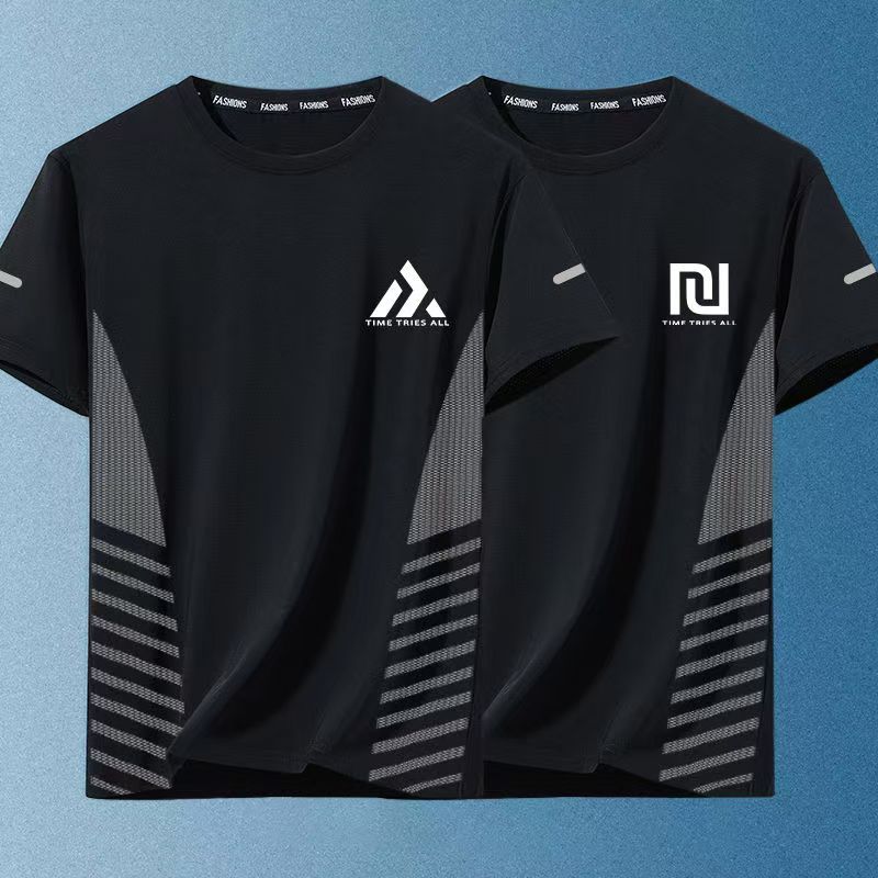 2-PCS Men's New Summer Trendy Ice Silk Tees, Streetwear Crew Neck Loose Fit Short Sleeve T-Shirts, Breathable Lightweight Soft Casual Tops, Fashion Half Sleeve Shirts for Men Daily Outdoor Wear