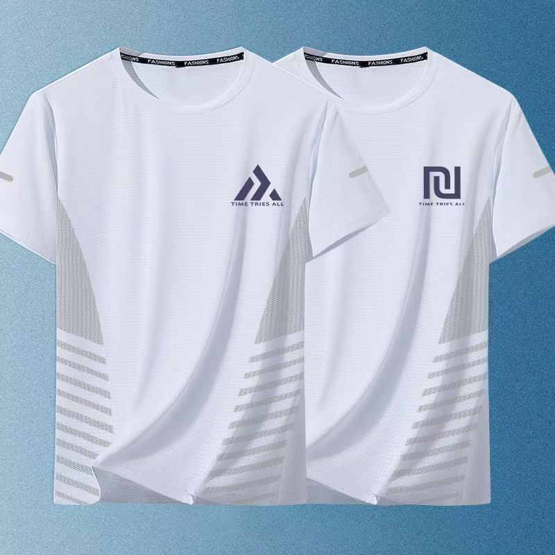 2-PCS Men's New Summer Trendy Ice Silk Tees, Streetwear Crew Neck Loose Fit Short Sleeve T-Shirts, Breathable Lightweight Soft Casual Tops, Fashion Half Sleeve Shirts for Men Daily Outdoor Wear